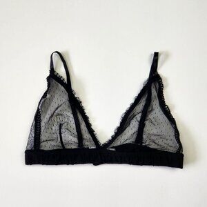 Underclub x Clo Intimo Plumetis Ruffle Mesh Bralette Black sz XL